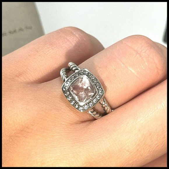 DAVID YURMAN PETITE ALBION® MORGANITE & DIAMONDS | SIZE 6.5 (with D.Y. Pouch) - Picture 5 of 5